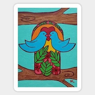 Lovebirds Hamsa by Harriette Knight Sticker